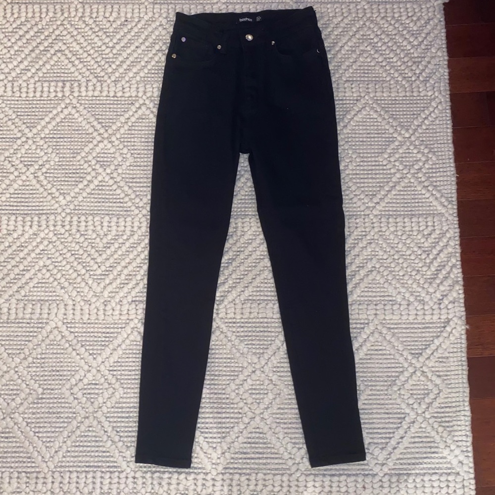 Boohoo high waisted black jeans